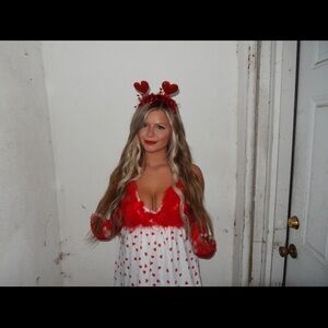 Red and White Heart Dress with Headband